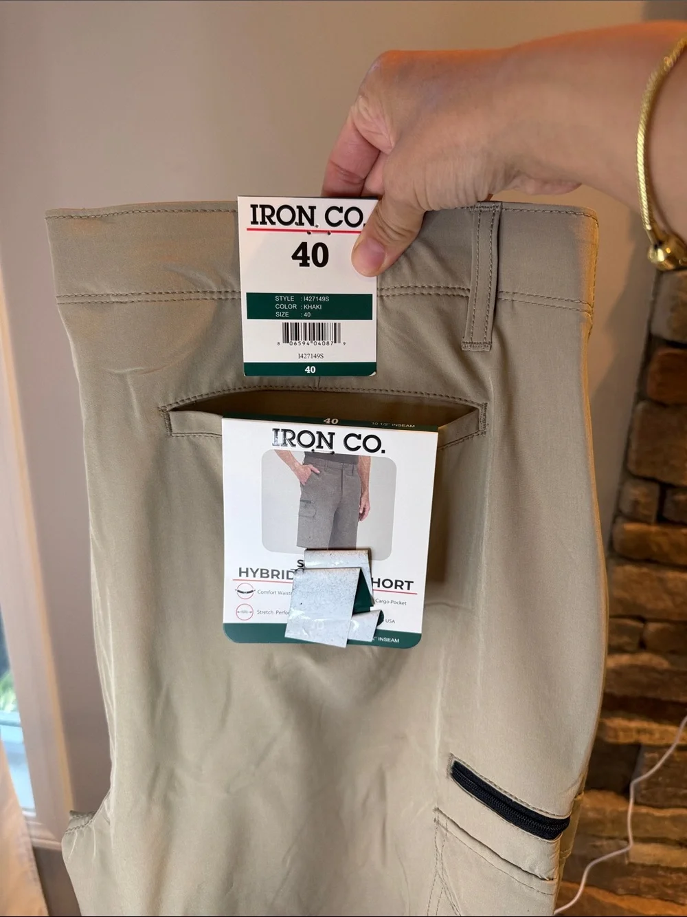 Men's iron & co size 40  Cargo Shorts — Khaki